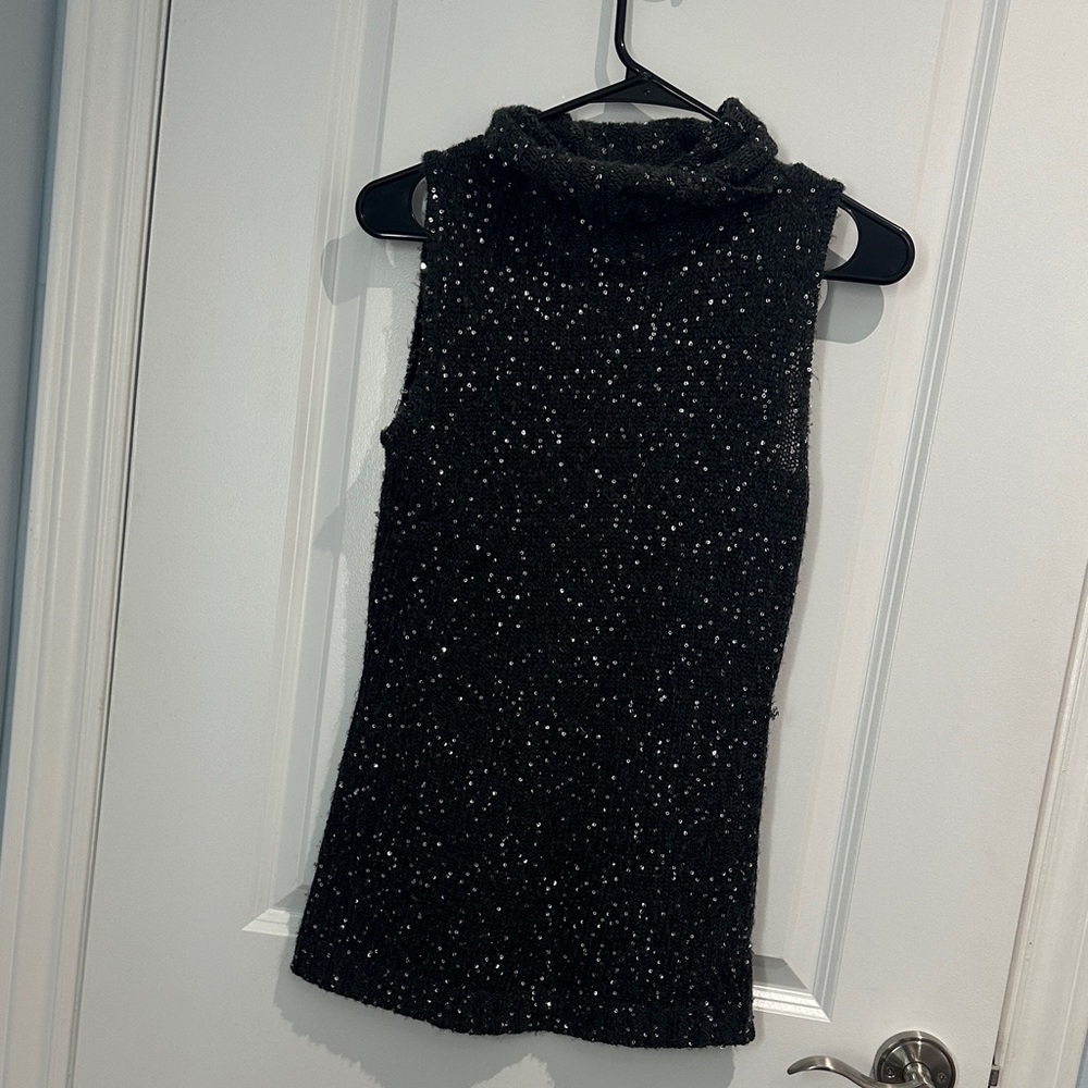 Jacob Black Knit Turtleneck with Silver Sequin Accents